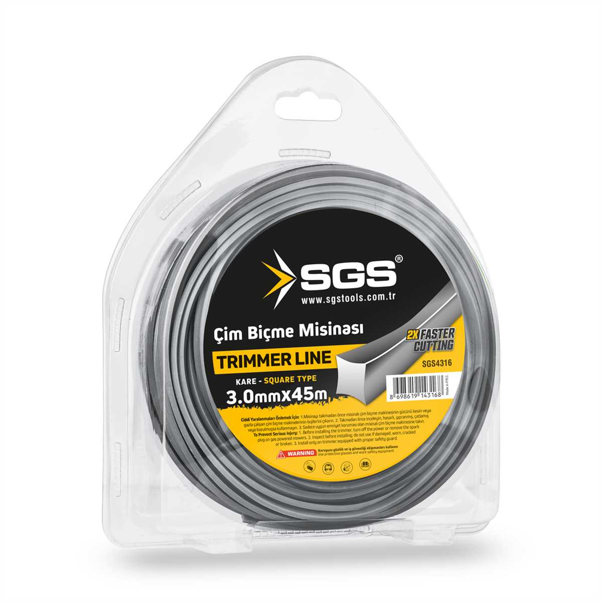 SGS4316 TIRPAN MİSİNASI 3 MM 45 METRE KARE (GRİ)